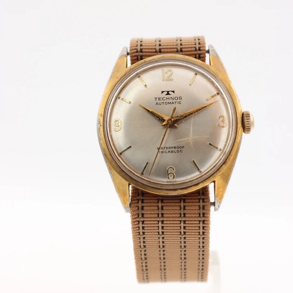 Vintage 33mm Technos Men's Automatic Wristwatch 2451 Swiss Base Metal - Picture 1 of 4